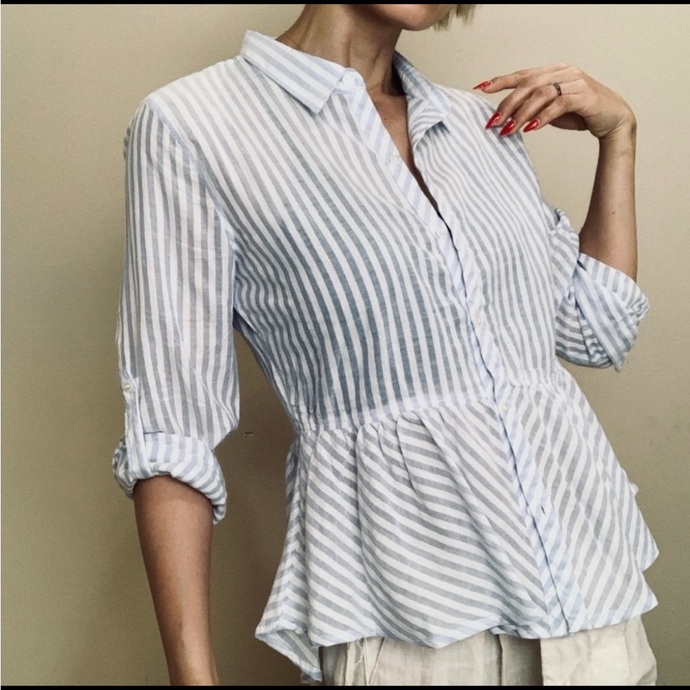 Brand New Nordstrom Striped White and Blue Women's Top - Picture 1 of 9
